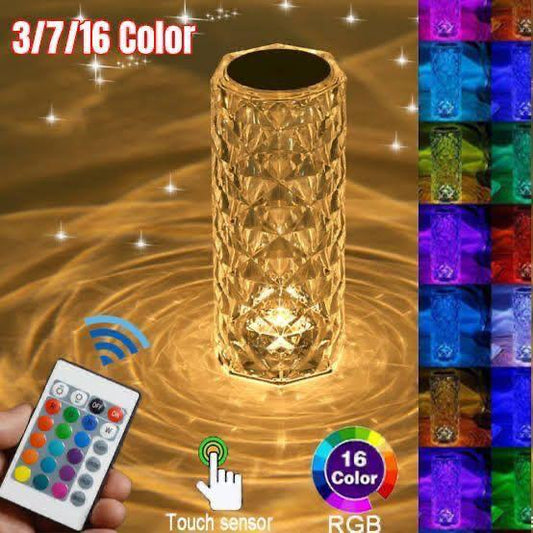 16-Color Diamond Rose Crystal Lamp – Rechargeable with Remote