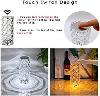 16-Color Diamond Rose Crystal Lamp – Rechargeable with Remote