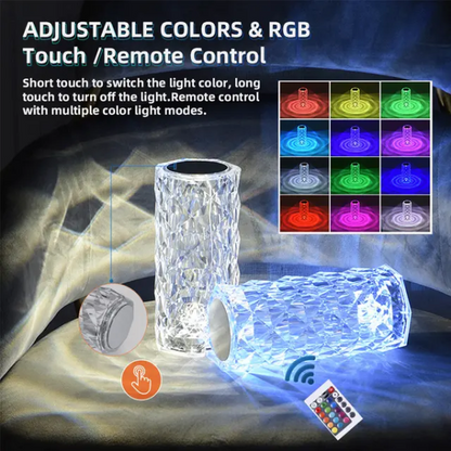 16-Color Diamond Rose Crystal Lamp – Rechargeable with Remote