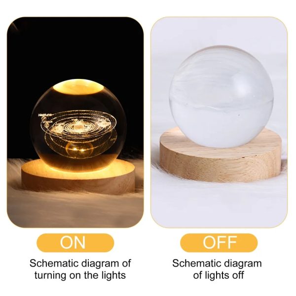 3D Galaxy Solar System Crystal Ball Night Light – Wooden Base, Random Designs|galeezone|