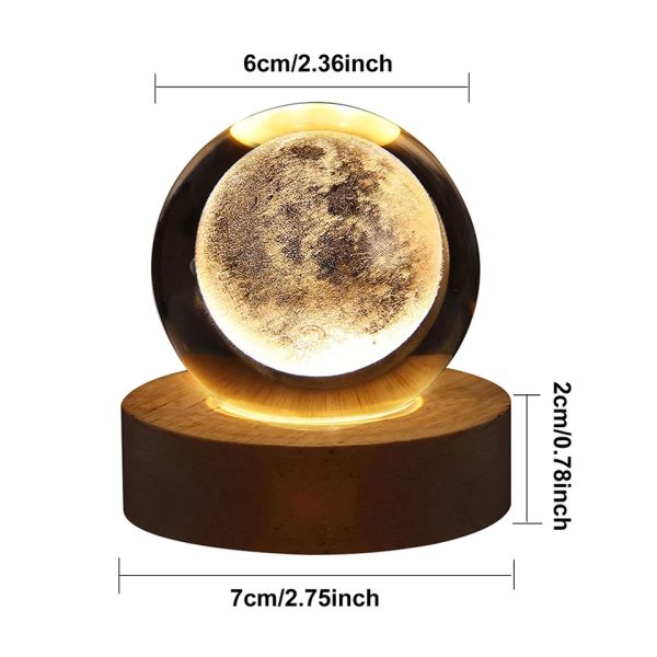 3D Galaxy Solar System Crystal Ball Night Light – Wooden Base, Random Designs|galeezone|