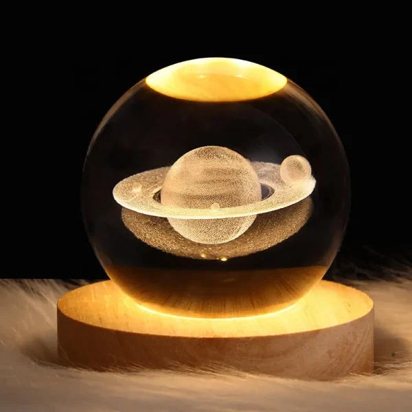 3D Galaxy Crystal Ball Night Light | Warm Glow with Elegant Stand