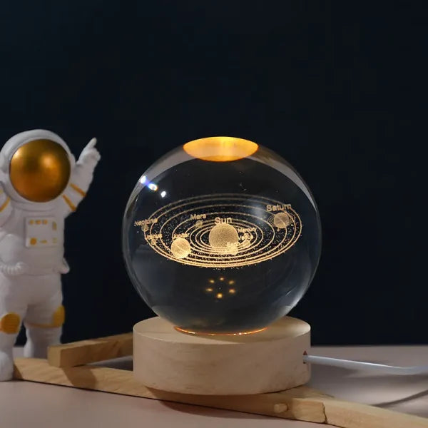 3D Galaxy Crystal Ball Night Light | Warm Glow with Elegant Stand