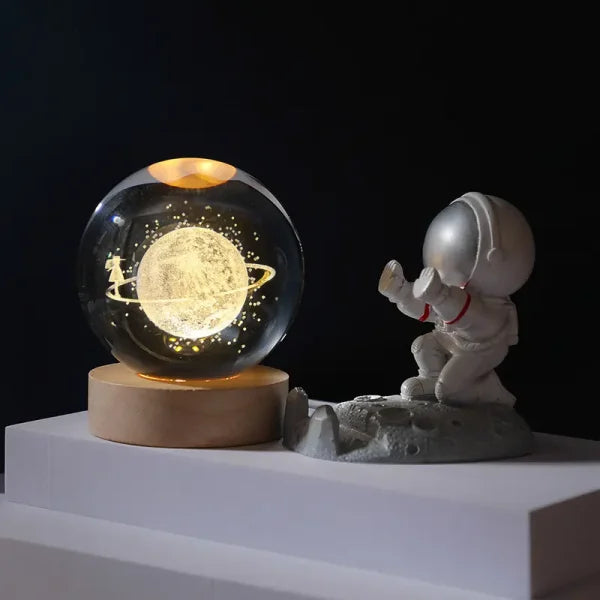 3D Galaxy Crystal Ball Night Light | Warm Glow with Elegant Stand