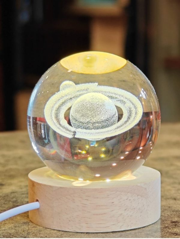 3D Galaxy Crystal Ball Night Light | Warm Glow with Elegant Stand