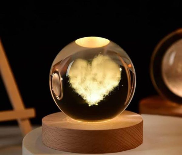 3D Galaxy Crystal Ball Night Light | Warm Glow with Elegant Stand