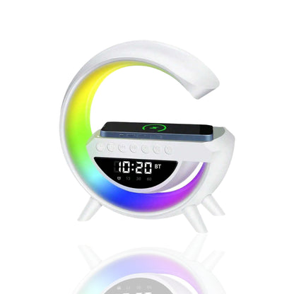 BT-3401 Multifunctional LED Display: Wireless Phone Charger, Bluetooth Speaker with 7-Color Light Modes, Alarm Clock & FM Radio.