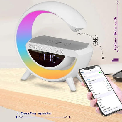 BT-3401 Multifunctional LED Display: Wireless Phone Charger, Bluetooth Speaker with 7-Color Light Modes, Alarm Clock & FM Radio.