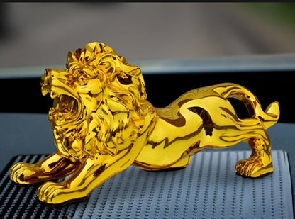 Golden Lion Dashboard Decoration | Modern Abstract Resin Panther Statue | Premium Home & Car Decor