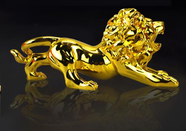 Golden Lion Dashboard Decoration | Modern Abstract Resin Panther Statue | Premium Home & Car Decor