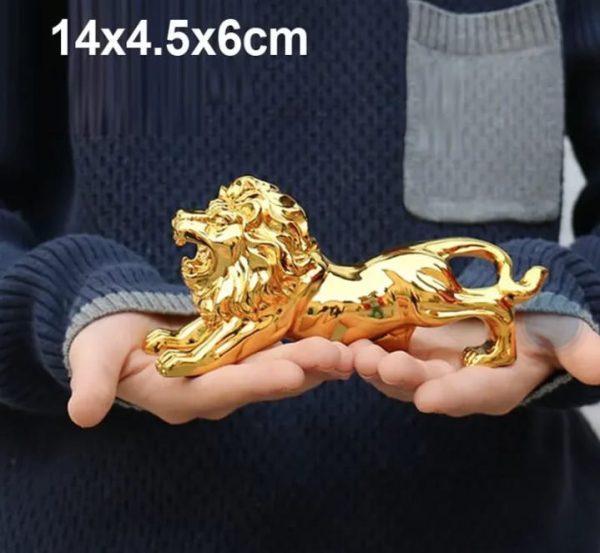 Golden Lion Dashboard Decoration | Modern Abstract Resin Panther Statue | Premium Home & Car Decor