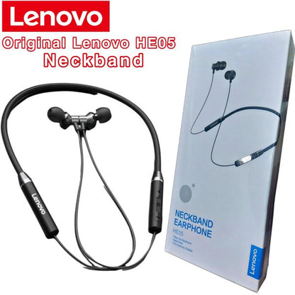 Lenovo HE05 Wireless Bluetooth 5.0 Neckband Earbuds – Sports Waterproof Headset with Hi-Fi Sound, Bass, In-Ear Design, Magnetic Fit|galeezone|