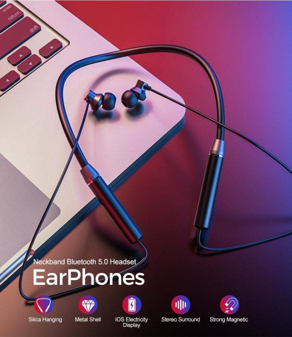 Lenovo HE05 Wireless Bluetooth 5.0 Neckband Earbuds – Sports Waterproof Headset with Hi-Fi Sound, Bass, In-Ear Design, Magnetic Fit|galeezone|