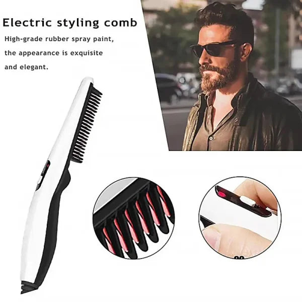 Rechargeable Multi-Function Hair Curler, Beard Straightener & Comb Brush – Imported|galeezone|