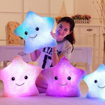 Soft Glowing Star Pillow – 7-Color LED Light Cushion for Kids (Battery-Free)