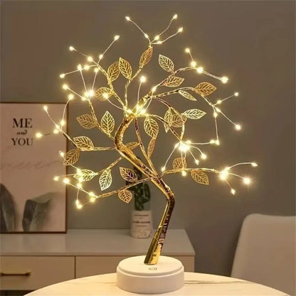 LED Tree Table Lamp | USB-Powered Adjustable Touch-Switch Fairy Night Light | Home & Xmas Decoration