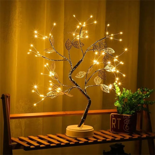 LED Tree Table Lamp | USB-Powered Adjustable Touch-Switch Fairy Night Light | Home & Xmas Decoration