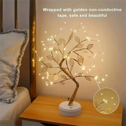 LED Tree Table Lamp | USB-Powered Adjustable Touch-Switch Fairy Night Light | Home & Xmas Decoration