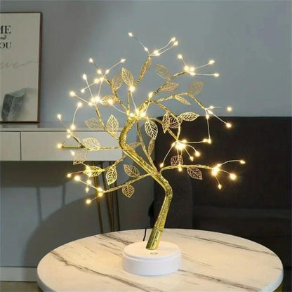 LED Tree Table Lamp | USB-Powered Adjustable Touch-Switch Fairy Night Light | Home & Xmas Decoration